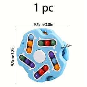 1pc, Red And Blue Rubik's Cube Rolling Ball, Disk Rotating Magic Beans Fingertip Decompression Finger Gyro Educational Toys, Creative Small Gift (Color: Blue)