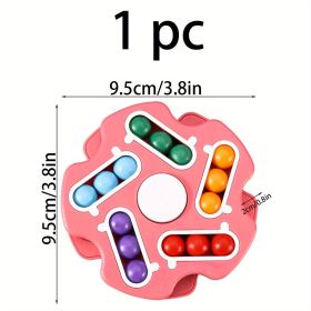1pc, Red And Blue Rubik's Cube Rolling Ball, Disk Rotating Magic Beans Fingertip Decompression Finger Gyro Educational Toys, Creative Small Gift (Color: Pink)