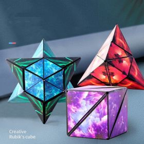 3D Magic Cube Magnetic Geometric Space Three-dimensional Decompressing Toy (Color: Starry Sky Blue - Strong Magnetic)
