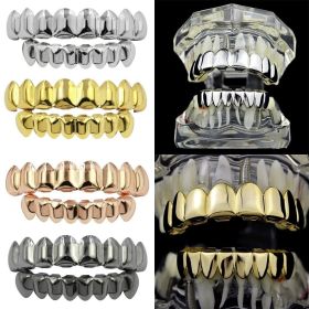 New Unisex 18K Hip Hop Teeth Grill Set; Top Bottom Mouth Teeth Grills Fashion Removable Dental Grills Jewelry ROC (Items: Rosegold)