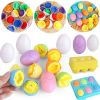 Color Shape Matching Eggs; Educational Easter Eggs Set Toy With Blue Egg Holder; Early Learning Shapes & Sorting Recognition Puzzle Skills Study For T