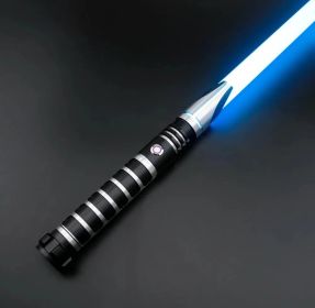 TXQ SABER Heavy Dueling RGB / Neo Pixel Smooth Lightsaber Colors Changing Metal Hilt Lock up Blaster Laser Jedi Sword Kids Toys (Color: TSK-E37-Silver, version: Premium RGB)