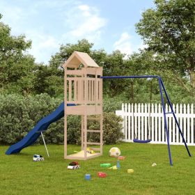Outdoor Playset Solid Wood Pine (Color: Brown)