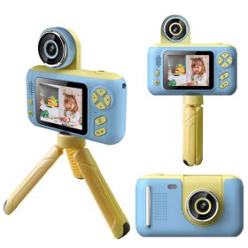 Kids Digital Camera with Flip Lens Children Video Camcorder Christmas Toy Birthday Gifts with Tripod 2.4in Screen 32G MMC Card for 3-10 Year Old Boys (Color: Blue)