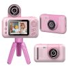 Kids Digital Camera with Flip Lens Children Video Camcorder Christmas Toy Birthday Gifts with Tripod 2.4in Screen 32G MMC Card for 3-10 Year Old Boys