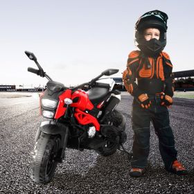 Electric Motorcycle for Kids, kids ride on motorcycle, 12V Electric Dirt Bike with Training Wheels, Hand Racing Foot Brake,PU seat (Color: as Pic)