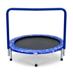 36 Inch Kids Trampoline Mini Rebounder with Full Covered Handrail (Color: Blue)