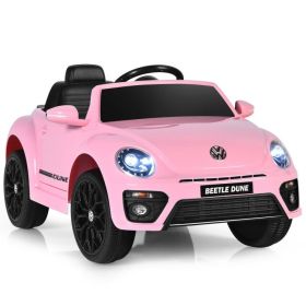 Volkswagen Beetle Kids Electric Ride On Car with Remote Control (Color: Pink)