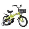 18 inch sporty kids bike with training wheels and stand Adjustable saddle Suitable for boys and girls aged 5-10 years tall Height 39-49 inches