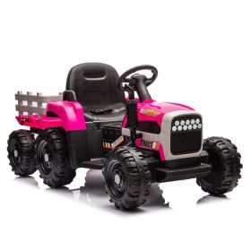 Ride on Tractor with Trailer,24V Battery Powered Electric Tractor Toy, 200w*2motor 1.86-4.97MPH/Remote Control,electric car for kids (Color: as Pic)