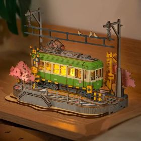 Rolife  Sakura Journey Tram Car 3D Wooden Puzzle Model Toys Teens Gift (Option: TGS02)