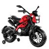 Electric Motorcycle for Kids, kids ride on motorcycle, 12V Electric Dirt Bike with Training Wheels, Hand Racing Foot Brake,PU seat