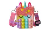 Kids Unicorn and Fruits Crossbody Pop-It Bubble Fidget Handbag Purse