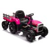 Ride on Tractor with Trailer,24V Battery Powered Electric Tractor Toy, 200w*2motor 1.86-4.97MPH/Remote Control,electric car for kids