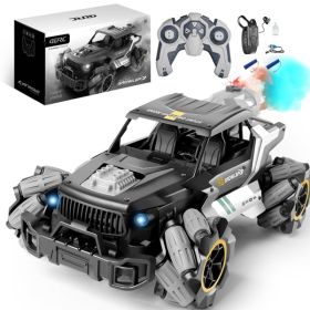 4DRC Y3 Remote Control Truck With Spray And Lights, Dual Motor Off Road Remote Control Vehicle (Color: Black)