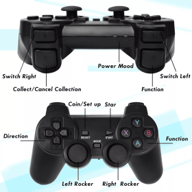 4K Retro Game Console Plug-Play 20000- Video Game Stick-2x Wireless Controllers (Color: Black)