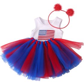 18-inch American Girl Doll Clothes Printed Short Sleeve  Handmade Veil Skirt  Hair Ball Hair Hoop (Option: C946)