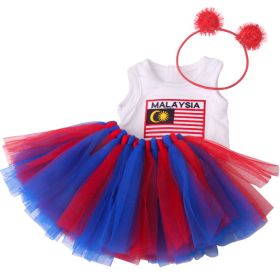 18-inch American Girl Doll Clothes Printed Short Sleeve  Handmade Veil Skirt  Hair Ball Hair Hoop (Option: C947)