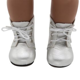 18 Inch Doll Lace-Up Boots American Doll PU Leather Shoes (Color: White)