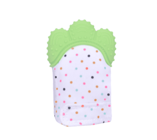 Baby teether baby anti-bite silicone molar gloves children's sound toys (Option: Green-Q1pcs)