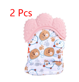 Baby teether baby anti-bite silicone molar gloves children's sound toys (Option: Pink 2 style-1pair)