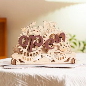 Robotime Rokr Open Closed Sign 3D Wooden Puzzle For Door Note Kids Easy Assemble Home Decoration Toys (Option: LK506)
