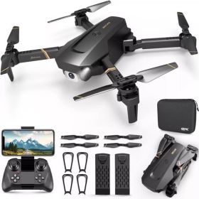 4DRC V4 Foldable Mini Drone With Camera 1080P HD Drone, 3 Batteries, Adult And Child Drones (Color: Black)