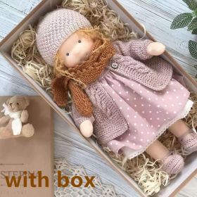Handmade Plush Doll Golden Curly Girl Finished Product (Option: B with box)