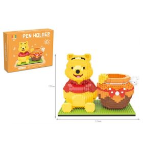 Disney Series Building Blocks Pen Holder Doll Stitch Winnie The Pooh Cute Cartoon Image DIY Puzzle Assembling Toy Children Gift (Color: 3326, size: With box)