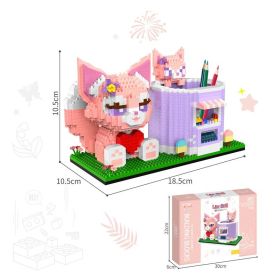 Disney Series Building Blocks Pen Holder Doll Stitch Winnie The Pooh Cute Cartoon Image DIY Puzzle Assembling Toy Children Gift (Color: P2175, size: With box)