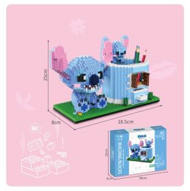 Disney Series Building Blocks Pen Holder Doll Stitch Winnie The Pooh Cute Cartoon Image DIY Puzzle Assembling Toy Children Gift (Color: P2151, size: With box)
