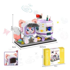 Disney Series Building Blocks Pen Holder Doll Stitch Winnie The Pooh Cute Cartoon Image DIY Puzzle Assembling Toy Children Gift (Color: P2179, size: With box)