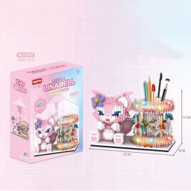 Disney Series Building Blocks Pen Holder Doll Stitch Winnie The Pooh Cute Cartoon Image DIY Puzzle Assembling Toy Children Gift (Color: 6908, size: With box)