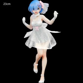 Brand New Anime Rem: A Life In Another World From Scratch Rem Wedding Dress Crystal Girl Doll PVC Movable Doll Collectible Toy (Color: bai se leimu)