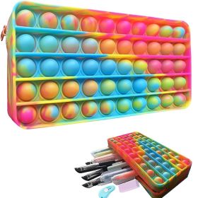 Pop Pencil Case, Fidget Pencil Pen Case Simple Sensory Silicone Bubble Toy, Stationery Storage Bag Decompression Toy For Kids, School Season Gifts (Color: Bright Color)