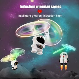 Kid Astronaut LED Luminous Flight Machine; Electronic Infrared Induction Aircraft Remote Control Toys; Magic Sensing RC Helicopter (style: White Spaceship)