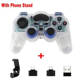 2.4 G Controller Gamepad Android Wireless Joystick Joypad with OTG Converter For PS3/Smart Phone For Tablet PC Smart TV Box (Ships From: China, Color: white with holder)