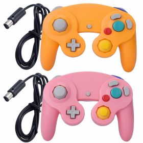 2 Pack Wired NGC Controller Gamepad for Nintendo GameCube GC & Wii U Console USA (Color: Pink / Yellow)