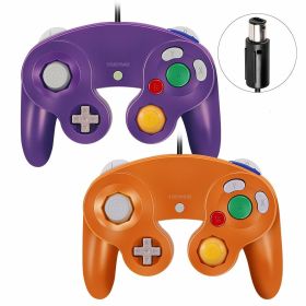 2 Pack Wired NGC Controller Gamepad for Nintendo GameCube GC & Wii U Console USA (Color: Purple / Orange)