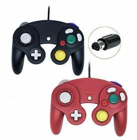 2 Pack Wired NGC Controller Gamepad for Nintendo GameCube GC & Wii U Console USA (Color: Black / Red)