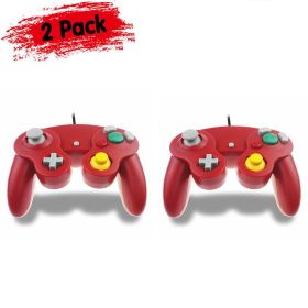 2 Pack Wired NGC Controller Gamepad for Nintendo GameCube GC & Wii U Console USA (Color: Red / Red)
