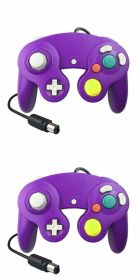 2 Pack Wired NGC Controller Gamepad for Nintendo GameCube GC & Wii U Console USA (Color: Purple / Purple)