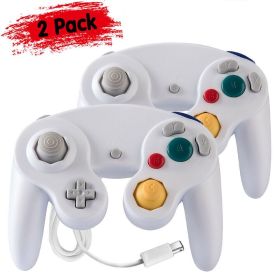2 Pack Wired NGC Controller Gamepad for Nintendo GameCube GC & Wii U Console USA (Color: White / White)