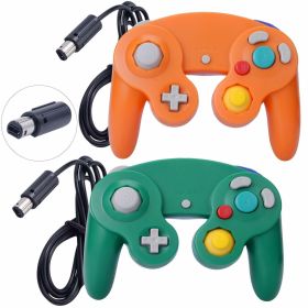 2 Pack Wired NGC Controller Gamepad for Nintendo GameCube GC & Wii U Console USA (Color: Green / Orange)