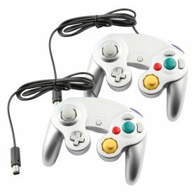 2 Pack Wired NGC Controller Gamepad for Nintendo GameCube GC & Wii U Console USA (Color: Silver / Silver)