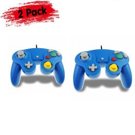 2 Pack Wired NGC Controller Gamepad for Nintendo GameCube GC & Wii U Console USA (Color: Blue / Blue)