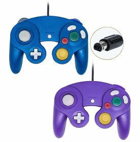 2 Pack Wired NGC Controller Gamepad for Nintendo GameCube GC & Wii U Console USA (Color: Blue / Purple)