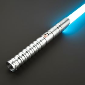 LGT Saberstudio Force Heavy Dueling Double Bladed Light Saber Sensitive Smooth Swing Infinite Color Changing with 34 Sound Fonts (Color: Silver, version: XRGB)