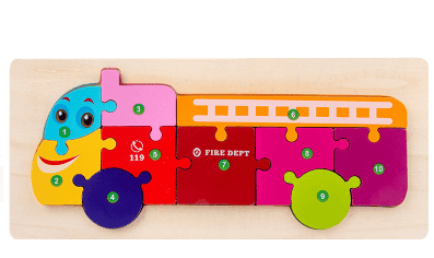 Children's Cartoon Number Animal Puzzle (Color: Fire truck)