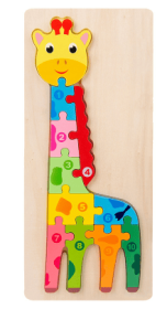 Children's Cartoon Number Animal Puzzle (Color: Giraffe1)